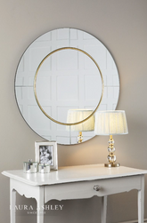Laura Ashley Maya Round Mirror Mottled Bronze Detail 90cm